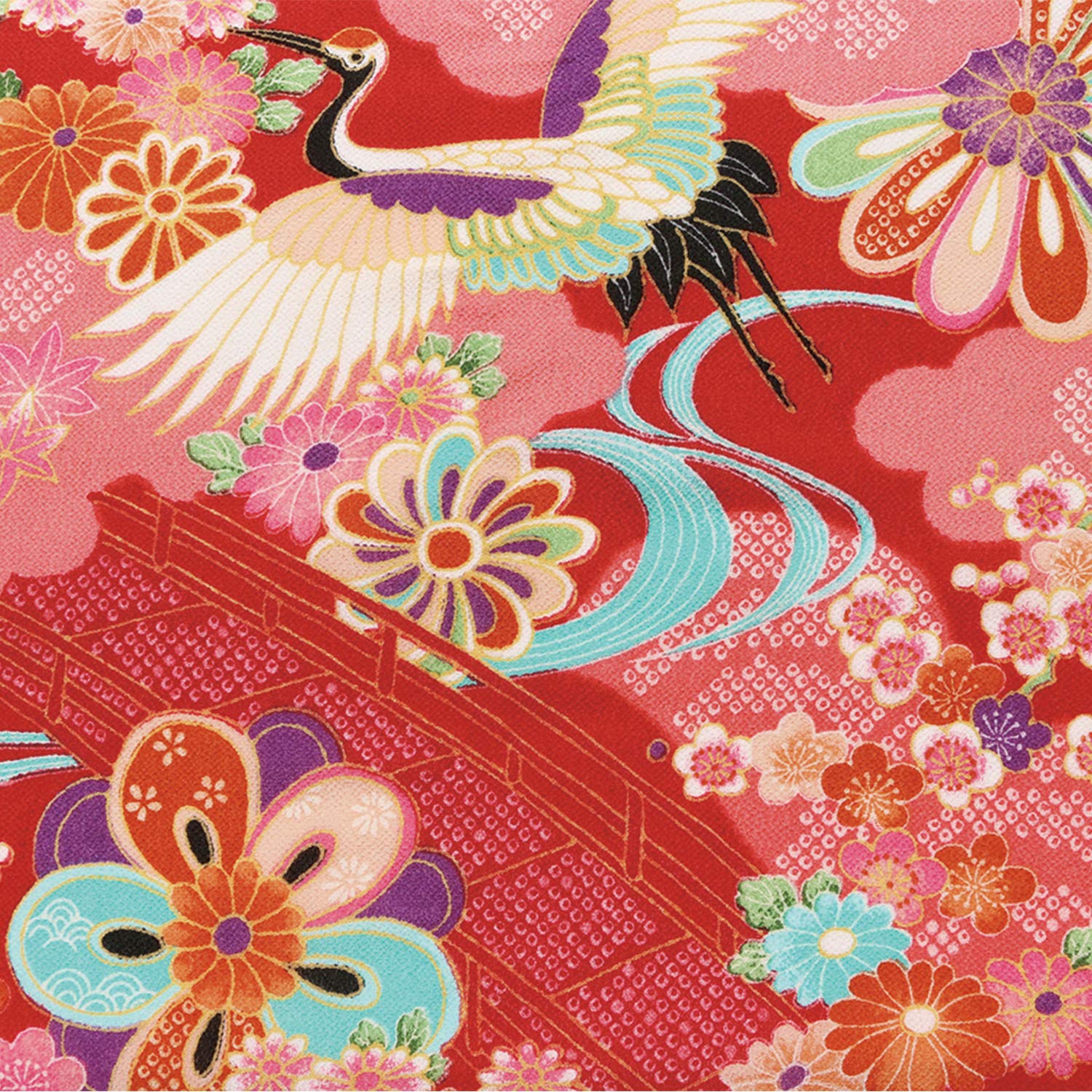 Amazon.com: NBK Ichikoshi Crepe Yuzen Classic Pattern, Crane